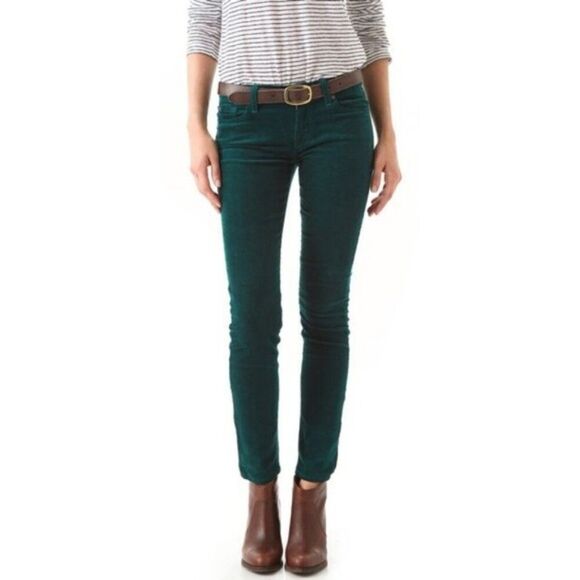 7 FOR ALL MANKIND‎ DARK FOREST GREEN CORDUROY SKINNY PANTS 30 - Picture 3 of 14